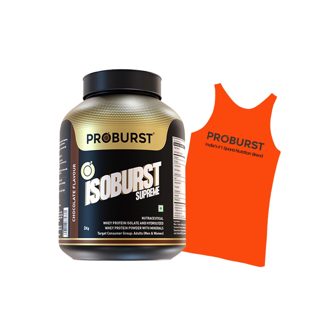 Proburst Isoburst supreme isolate protein 2KG, Chocolate Flavour + Gym Vest Free