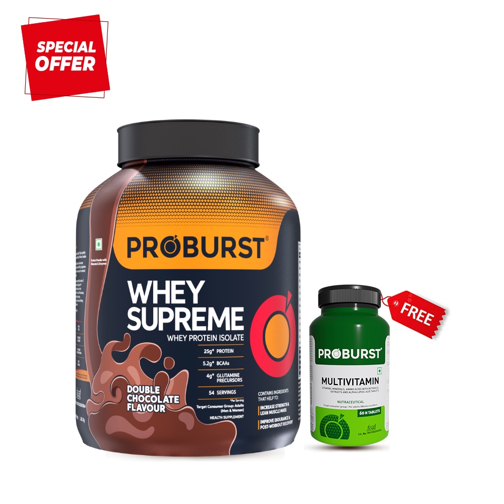 Special Offer: PROBURST Whey Supreme Double Chocolate Protein Powder + Free multivitamin capsule