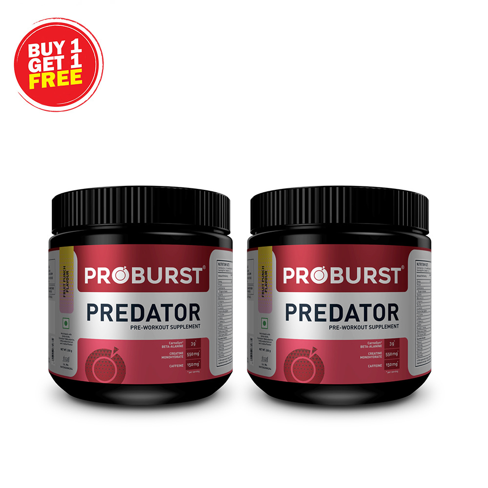 Buy 1 Get 1 Free: Proburst Predator Pre-Workout - 250 g (Frut Punch)