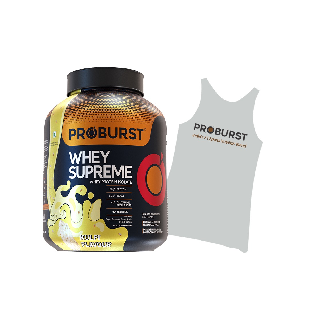 Proburst Whey Supreme Protein Kulfi Flavour, 2 kg + Gym vest